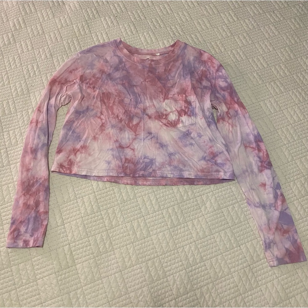 Me to We Pink and Purple Tie-Dye Long Sleeve Top